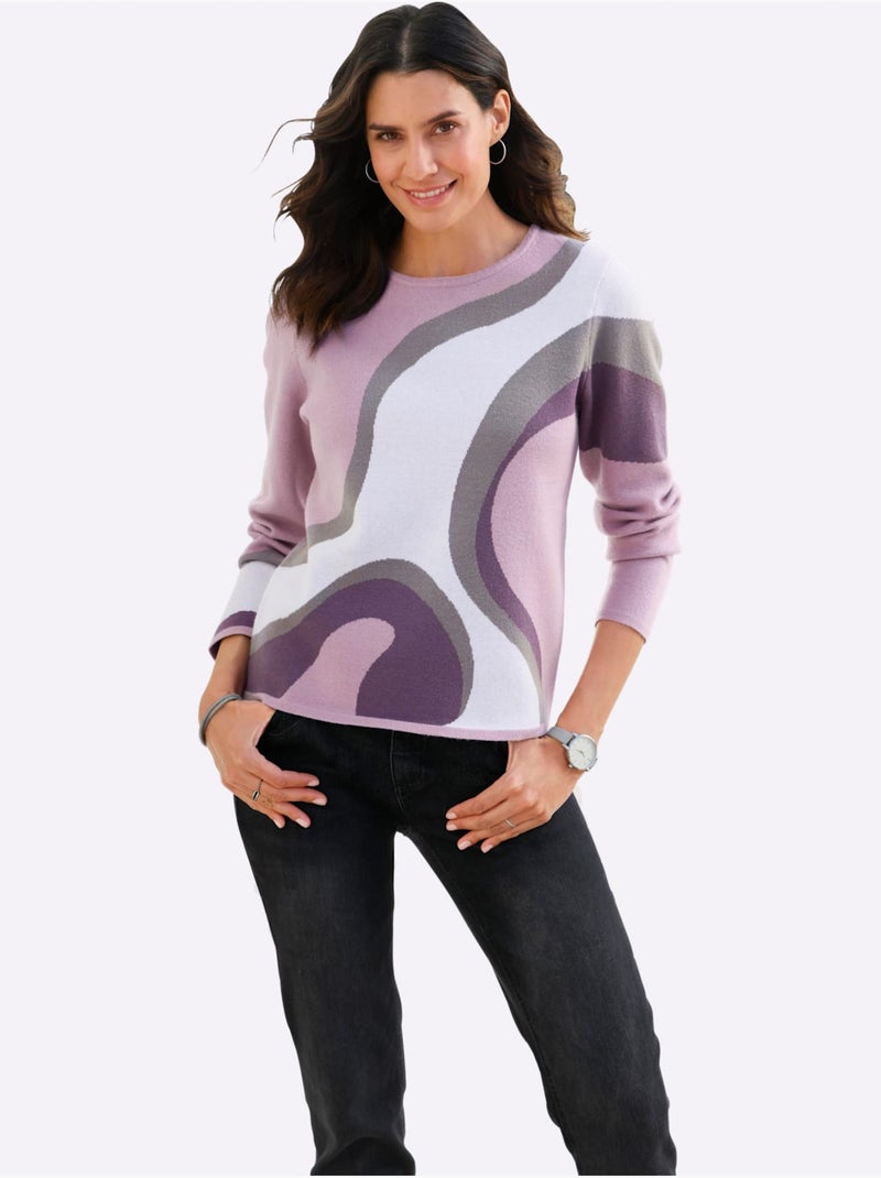 Pull en tricot tricot jacquard de qualité - taille standard - witt Violet figue - Kiabi