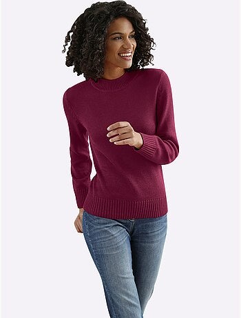 Pull en tricot manches et ourlet à bords-côtes extensibles - taille standard - moda vilona