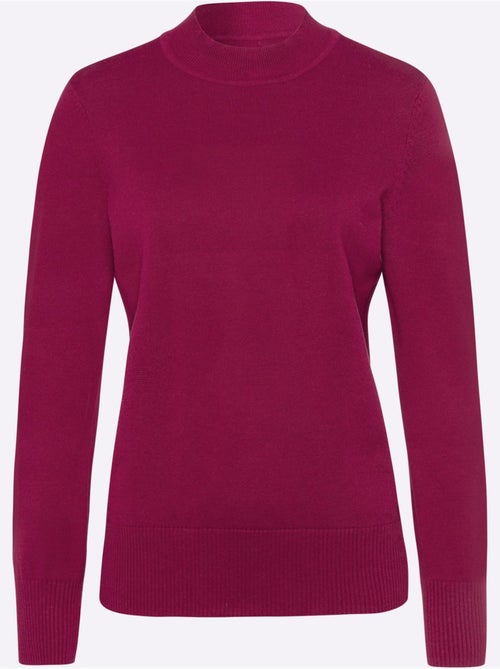 Pull en tricot uni à col montant et ourlet côtelé - taille standard - moda vilona - Kiabi Pull en tricot uni à col montant et ourlet côtelé - taille standard - moda vilona - Kiabi