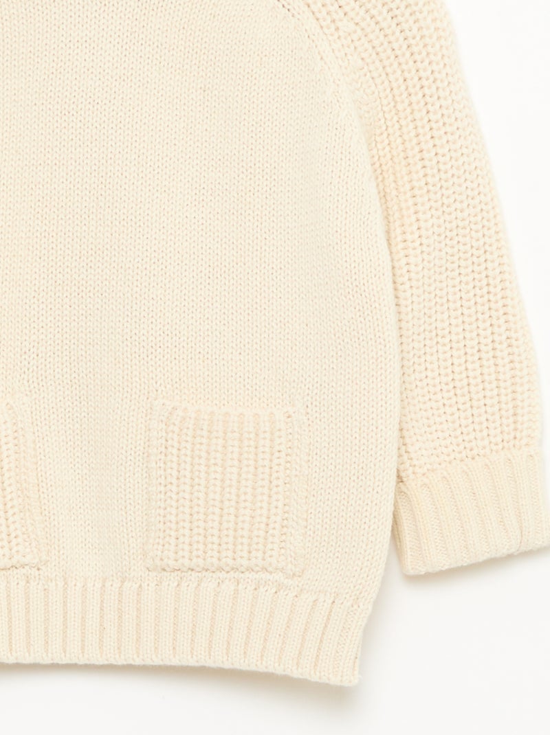Pull en tricot uni Beige - Kiabi