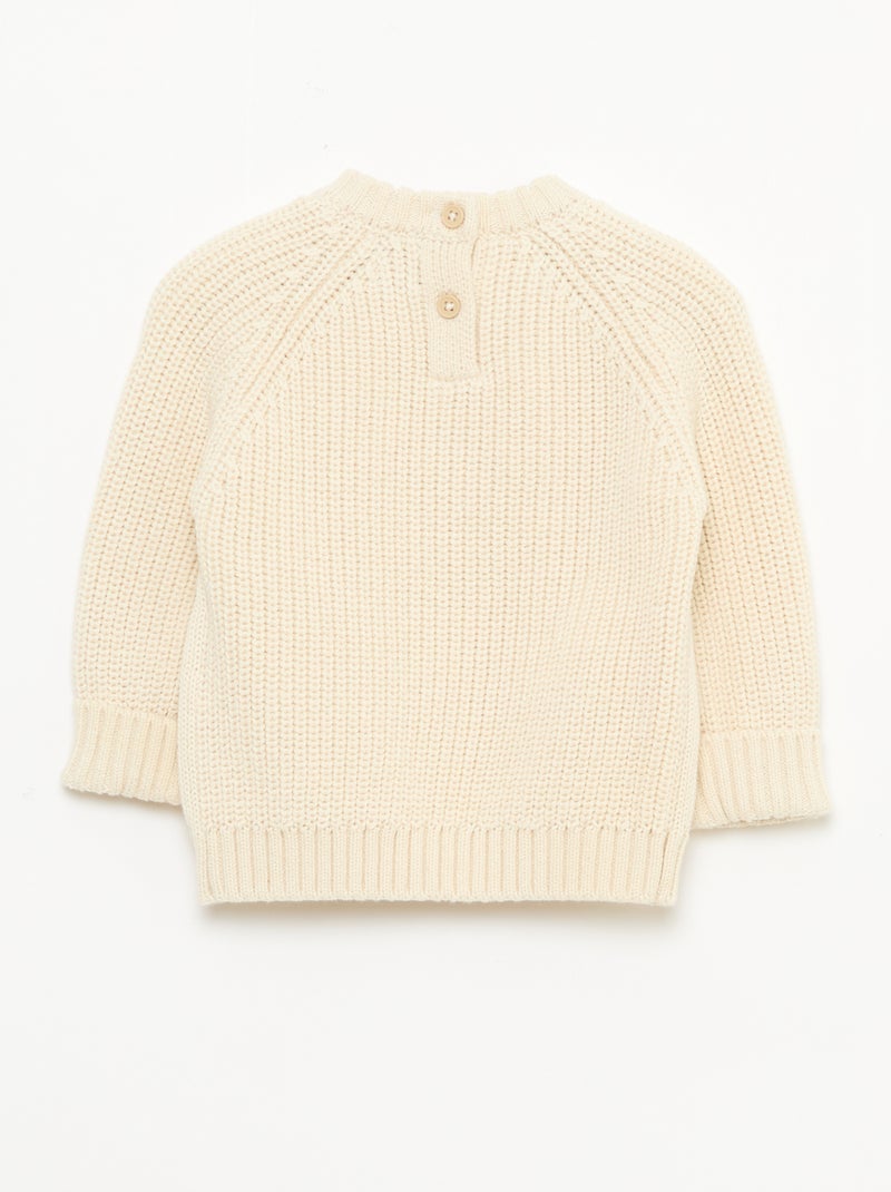 Pull en tricot uni Beige - Kiabi