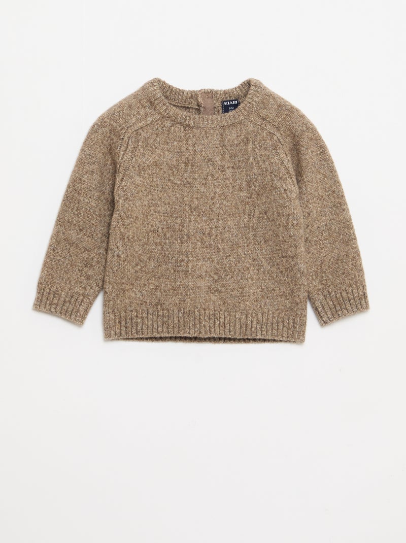 Pull en tricot uni maille grosse jauge Marron - Kiabi