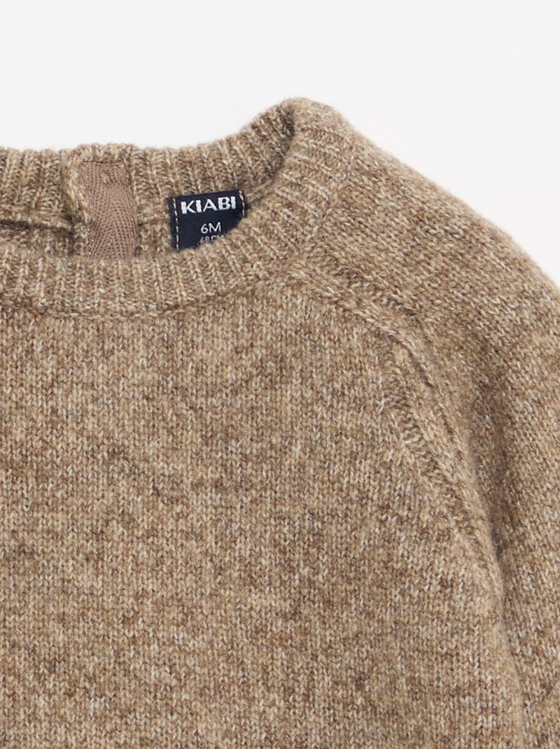 Pull en tricot uni maille grosse jauge Marron - Kiabi