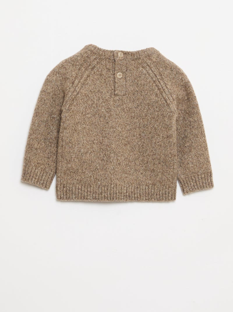 Pull en tricot uni maille grosse jauge Marron - Kiabi