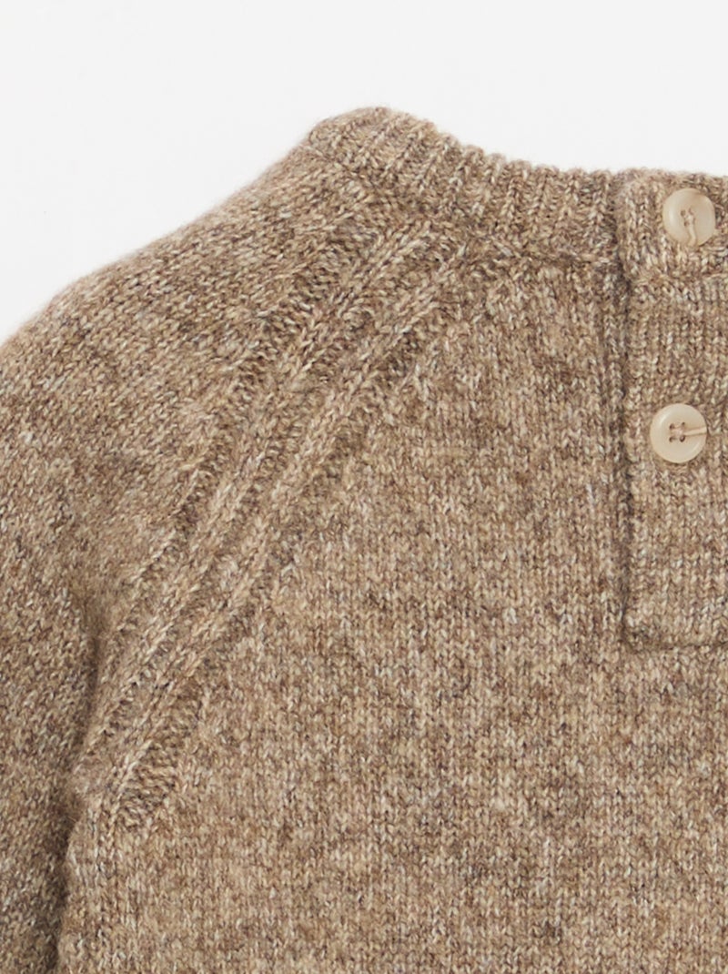 Pull en tricot uni maille grosse jauge Marron - Kiabi