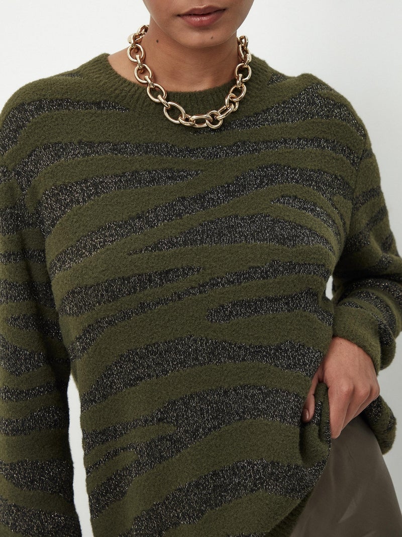 Pull en tricot zèbre Vert - Kiabi