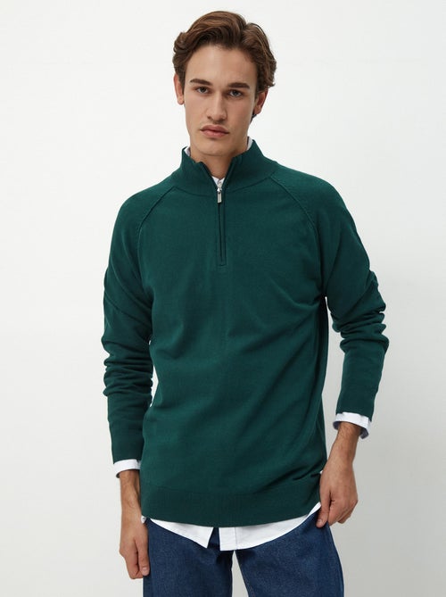 Pull en tricot zippé - Kiabi