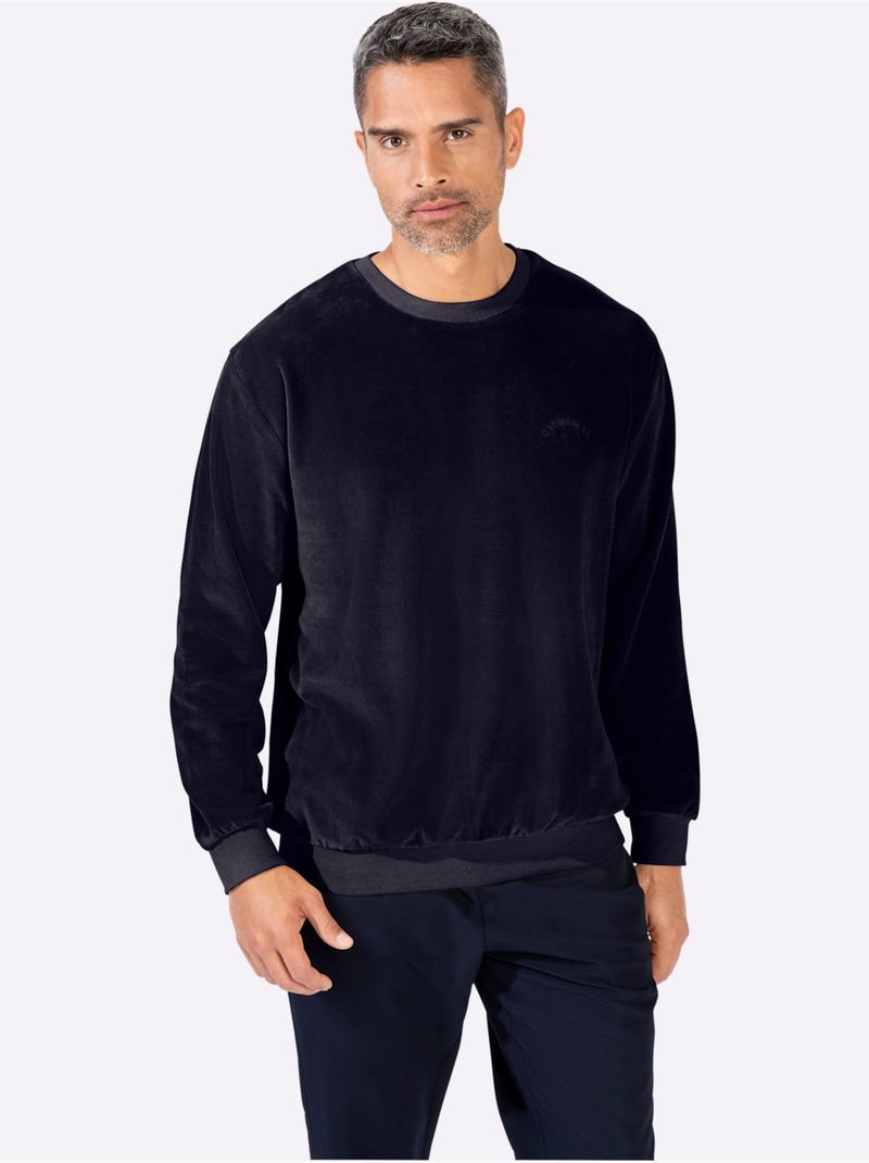 Pull en velours ras qualité velours ras doux - taille standard - witt Bleu marine - Kiabi