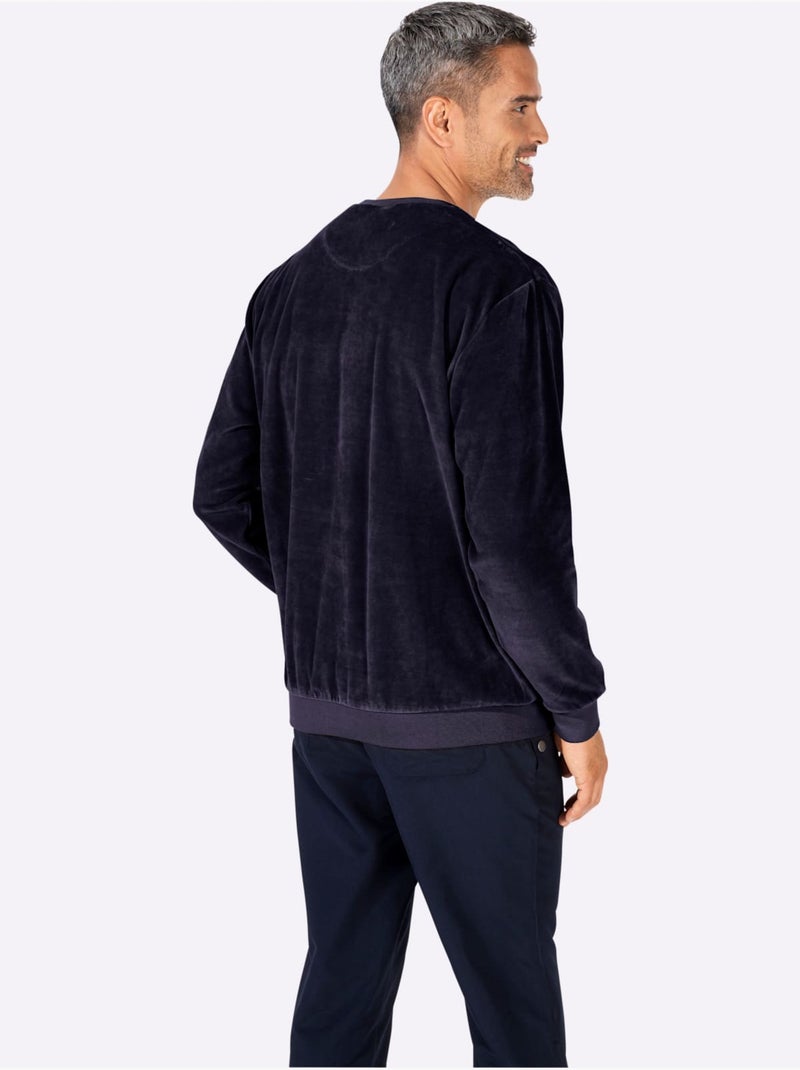 Pull en velours ras qualité velours ras doux - taille standard - witt Bleu marine - Kiabi