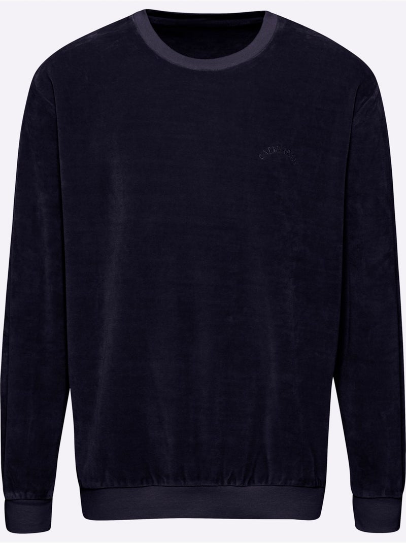 Pull en velours ras qualité velours ras doux - taille standard - witt Bleu marine - Kiabi