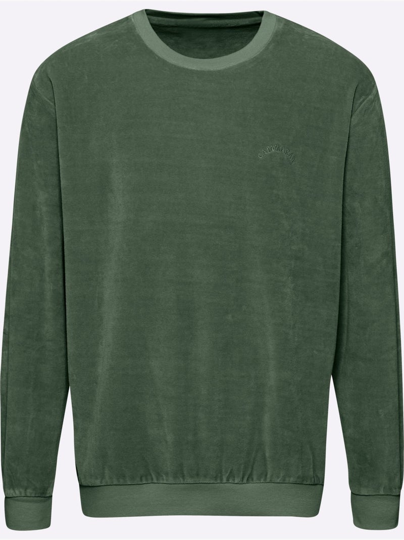 Pull en velours ras qualité velours ras doux - taille standard - witt Bleu Vert Gris - Kiabi