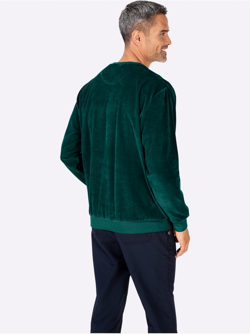 Pull en velours ras qualité velours ras doux - taille standard - witt Vert sapin - Kiabi