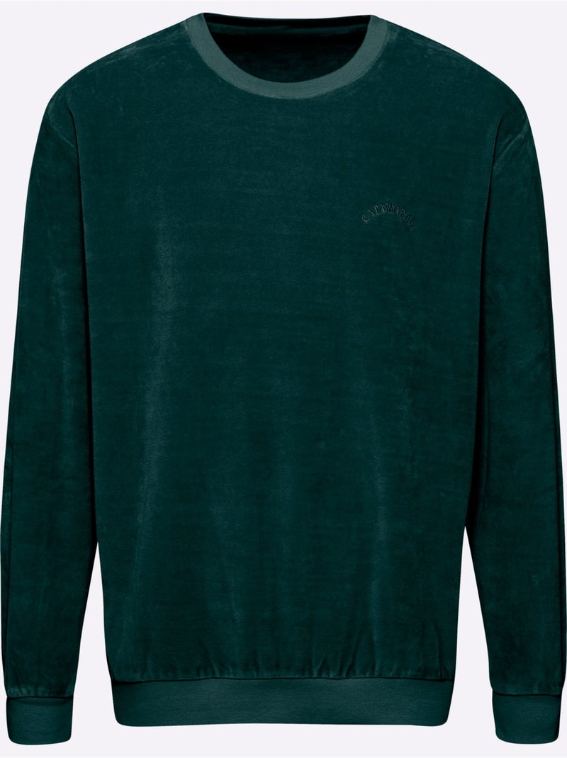Pull en velours ras qualité velours ras doux - taille standard - witt Vert sapin - Kiabi