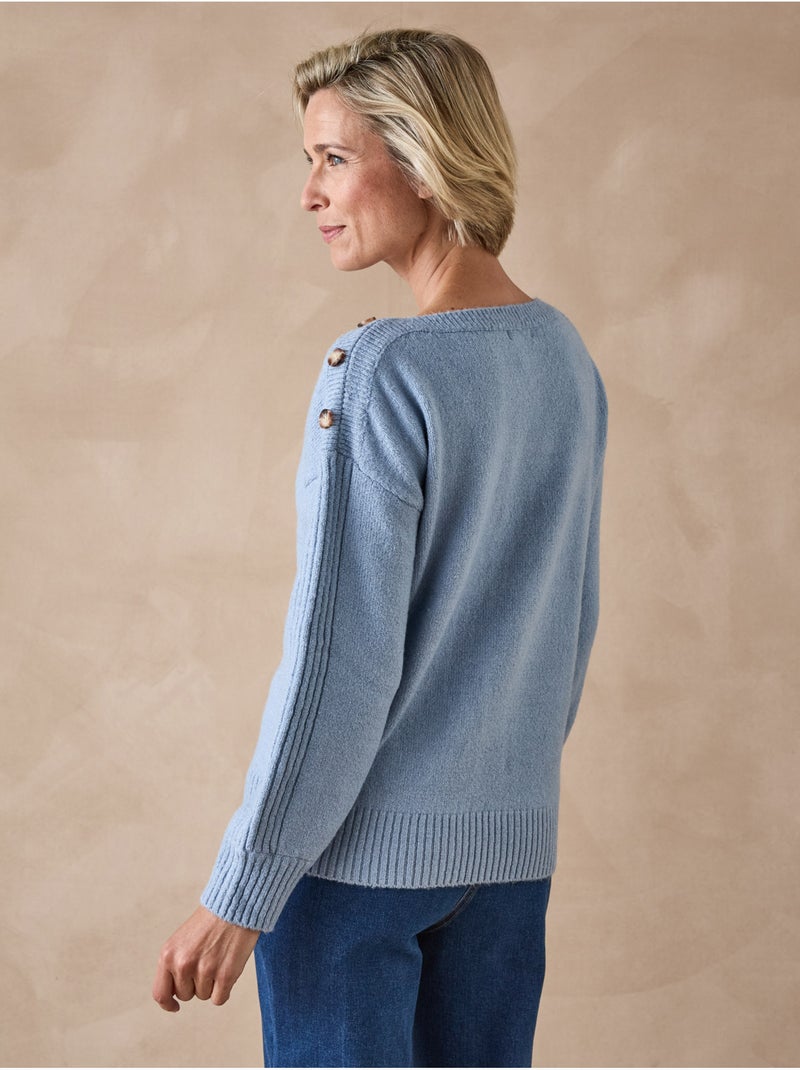 Pull encolure bateau torsadé - DAXON Bleu givrée - Kiabi