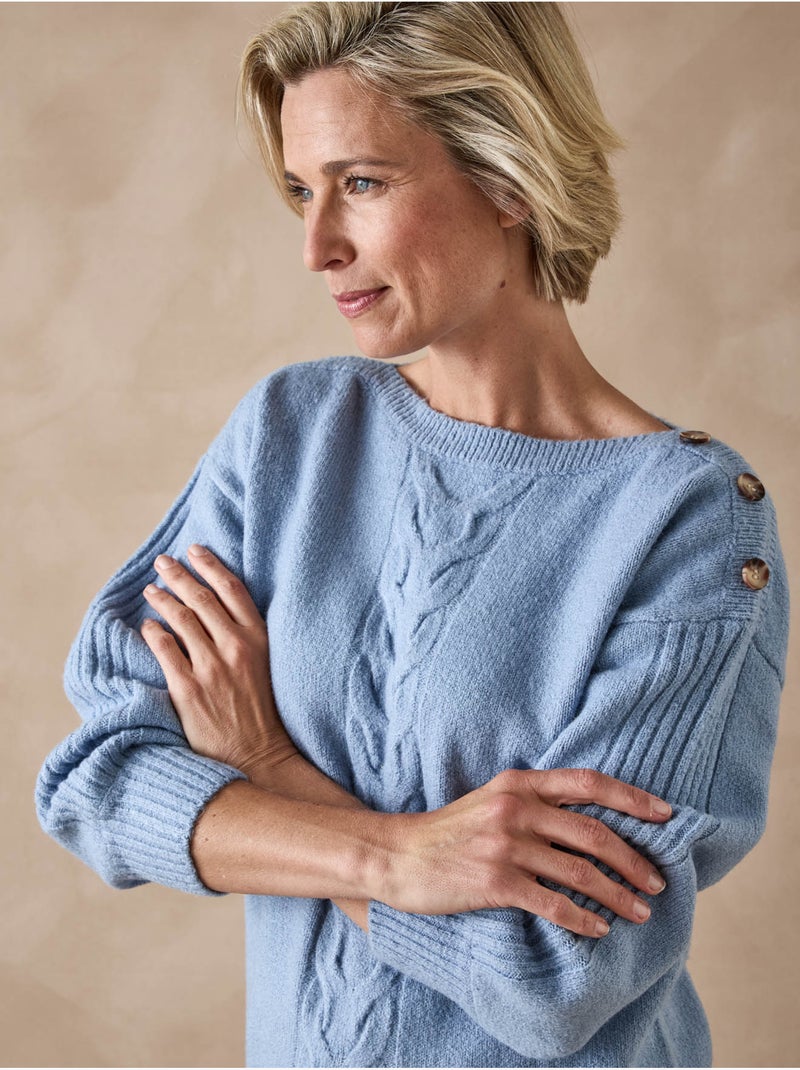 Pull encolure bateau torsadé - DAXON Bleu givrée - Kiabi
