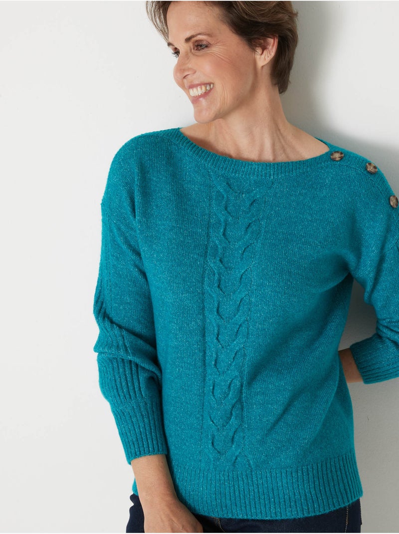 Pull encolure bateau torsadé - DAXON Bleu turquoise - Kiabi