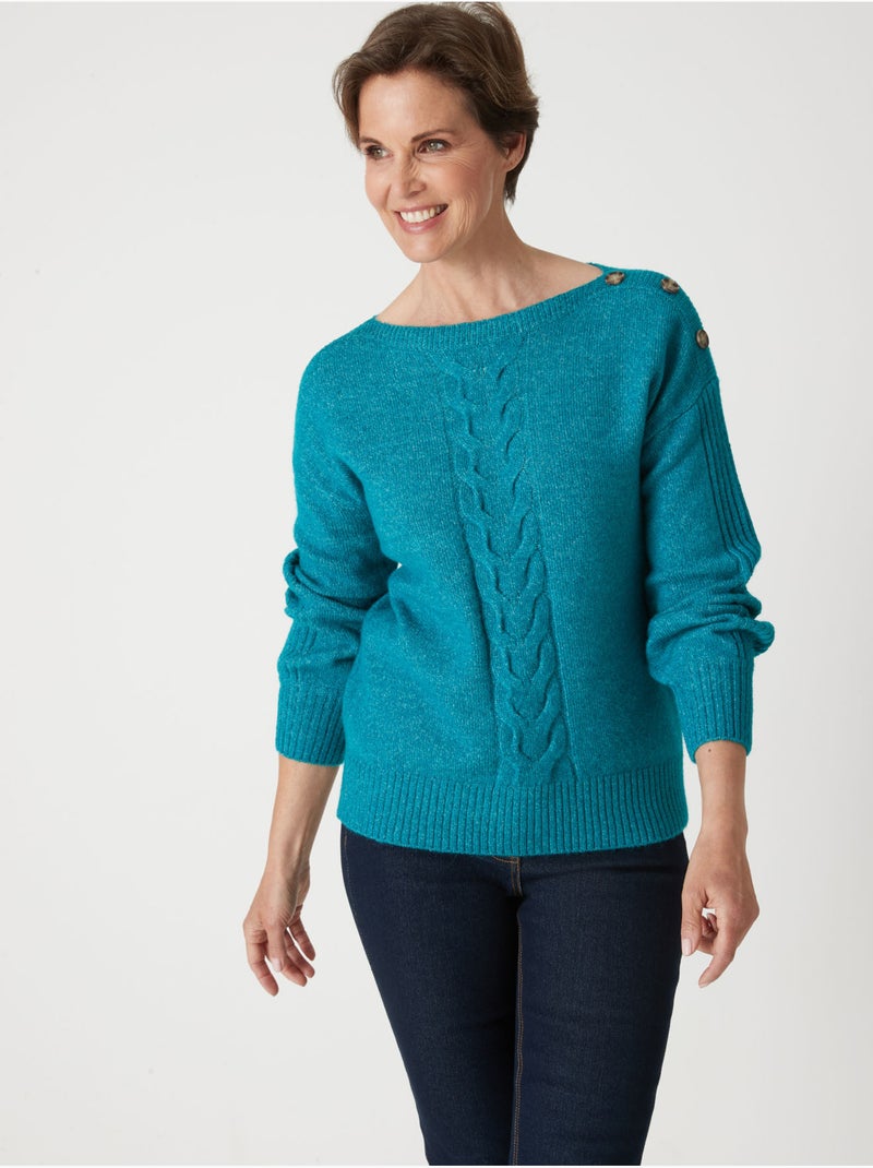 Pull encolure bateau torsadé - DAXON Bleu turquoise - Kiabi