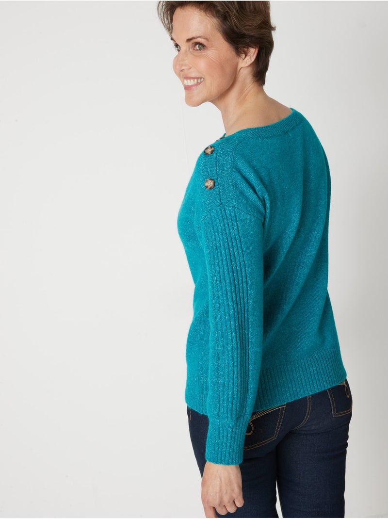 Pull encolure bateau torsadé - DAXON Bleu turquoise - Kiabi