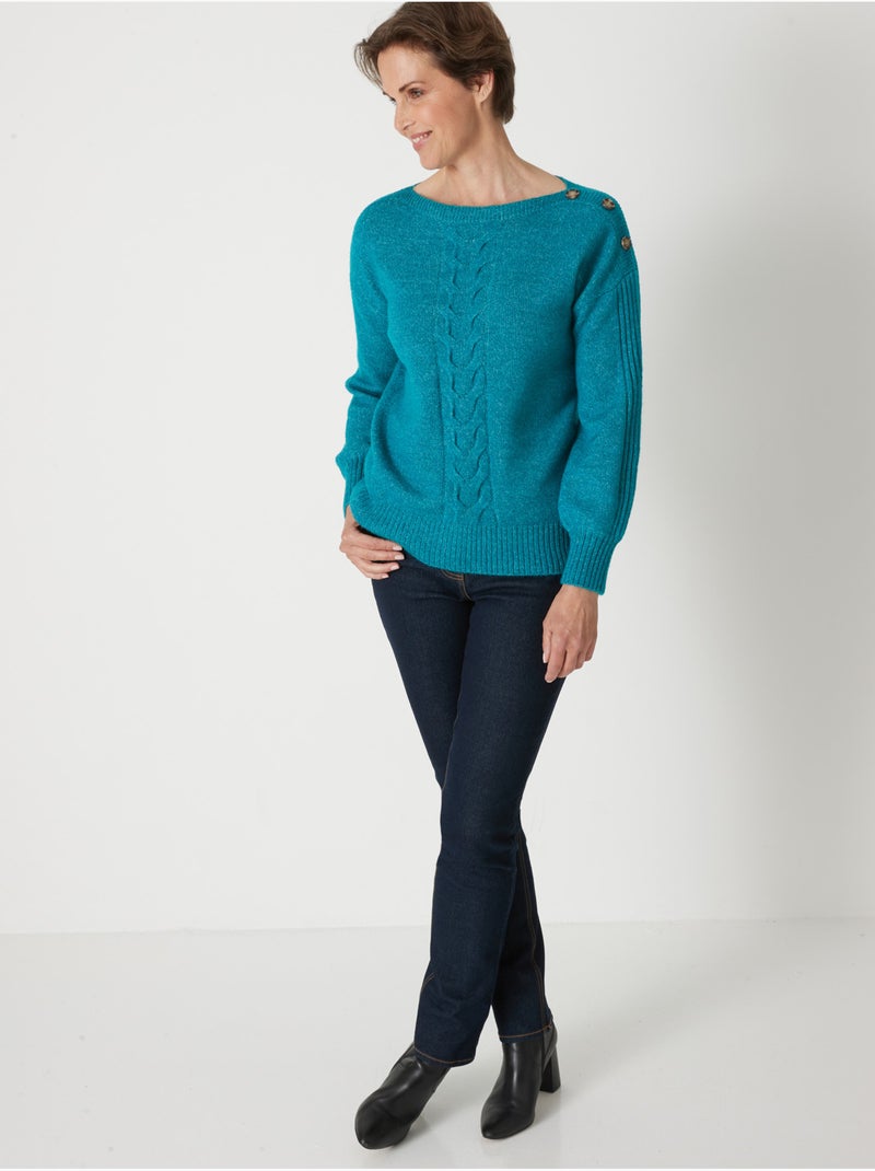Pull encolure bateau torsadé - DAXON Bleu turquoise - Kiabi