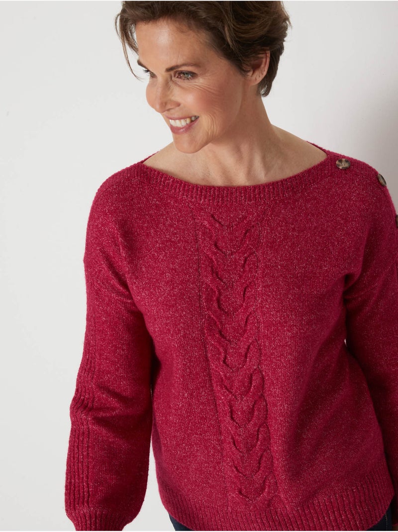 Pull encolure bateau torsadé - DAXON Rose foncé - Kiabi
