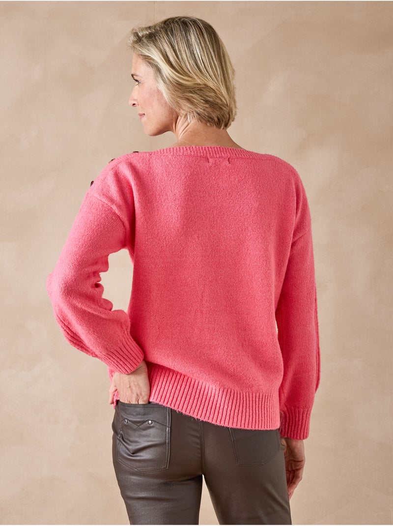 Pull encolure bateau torsadé - DAXON Rose fushia - Kiabi