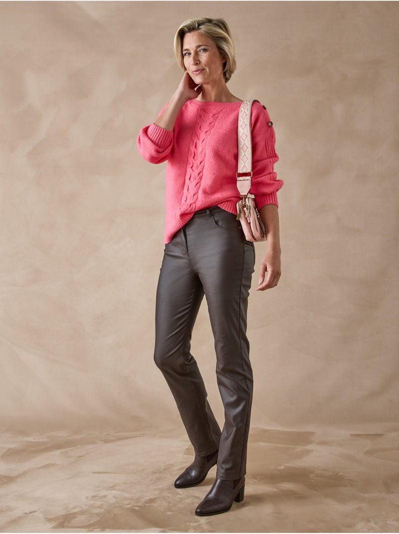 Pull encolure bateau torsadé - DAXON Rose fushia - Kiabi