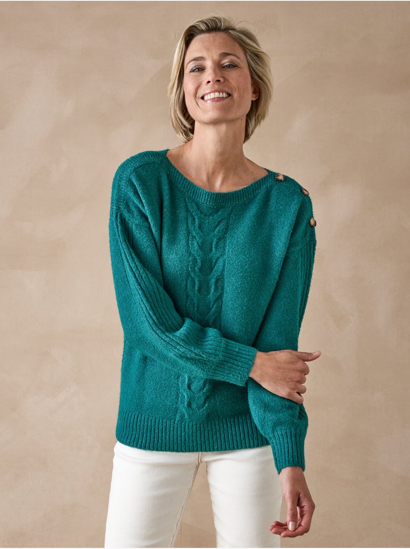 Pull encolure bateau torsadé - DAXON Vert émeraude - Kiabi