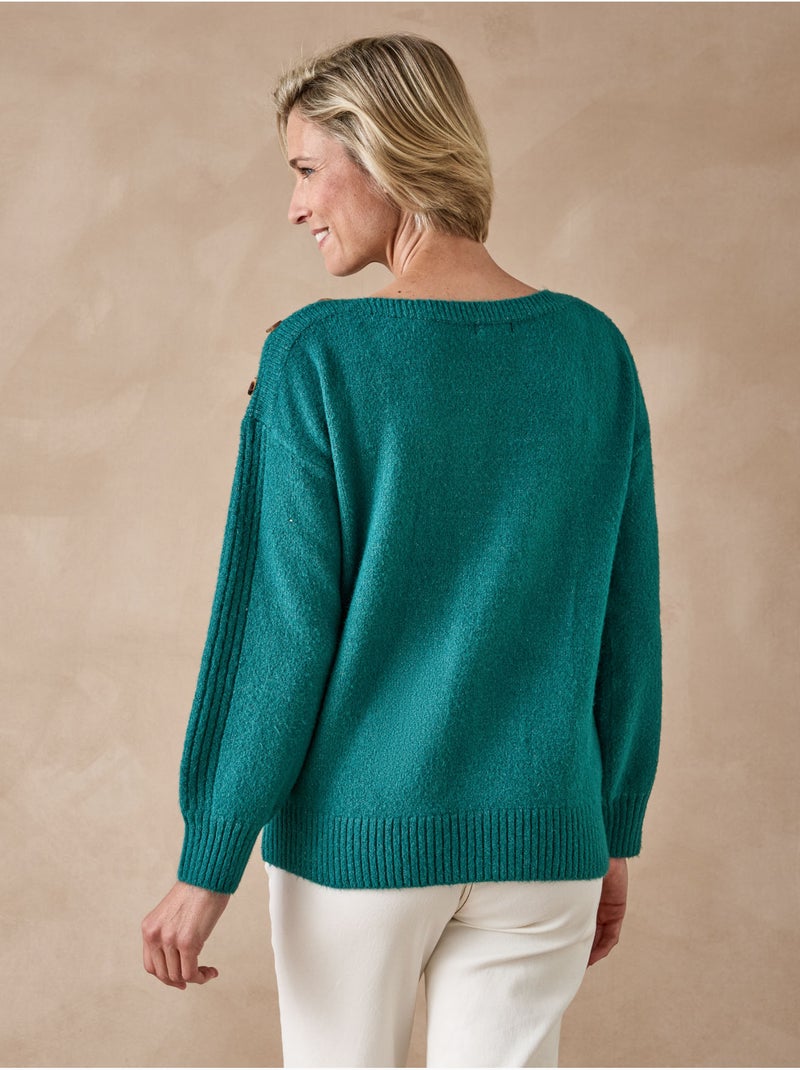 Pull encolure bateau torsadé - DAXON Vert émeraude - Kiabi