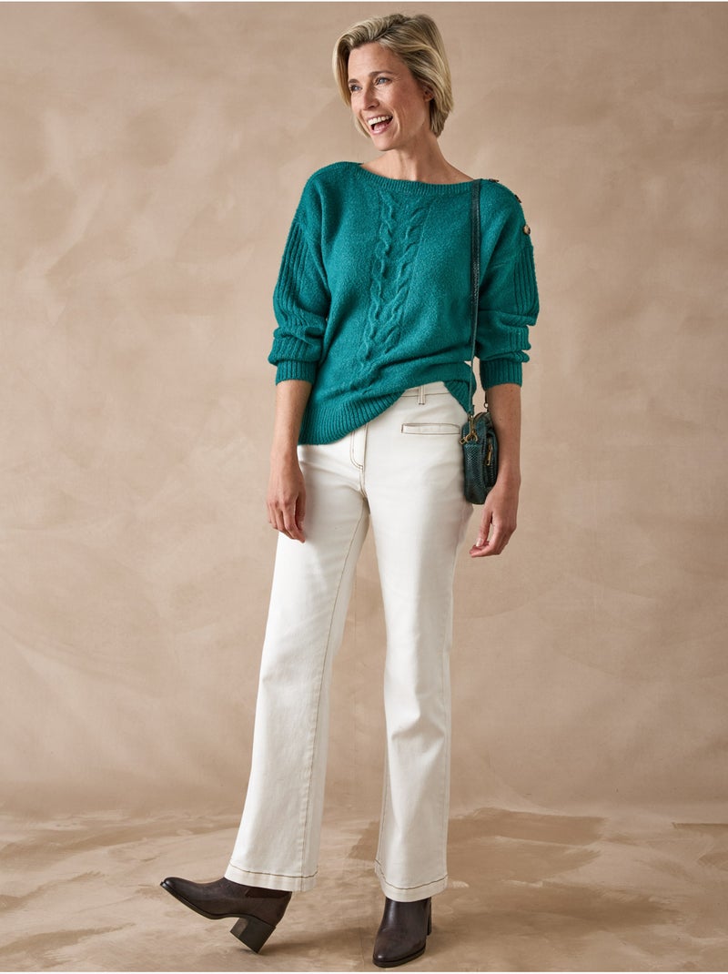 Pull encolure bateau torsadé - DAXON Vert émeraude - Kiabi