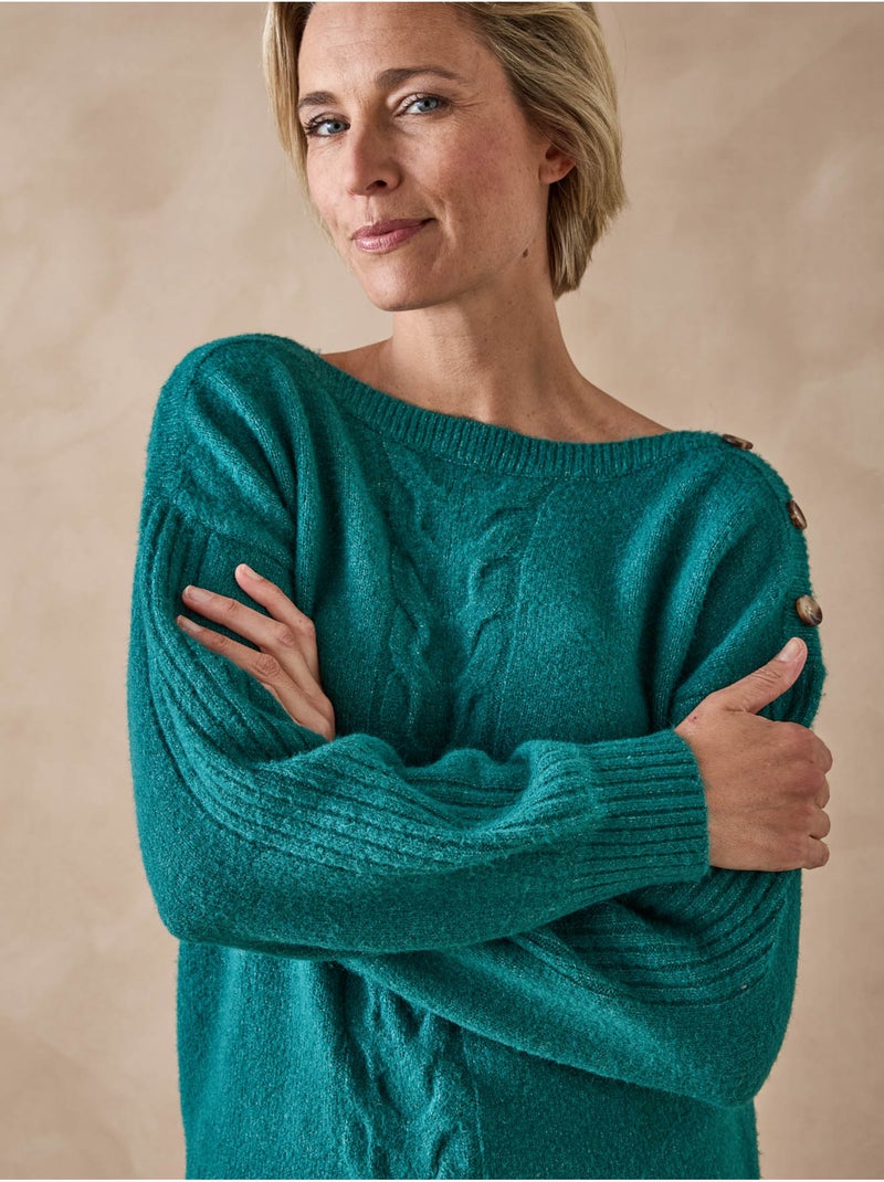 Pull encolure bateau torsadé - DAXON Vert émeraude - Kiabi