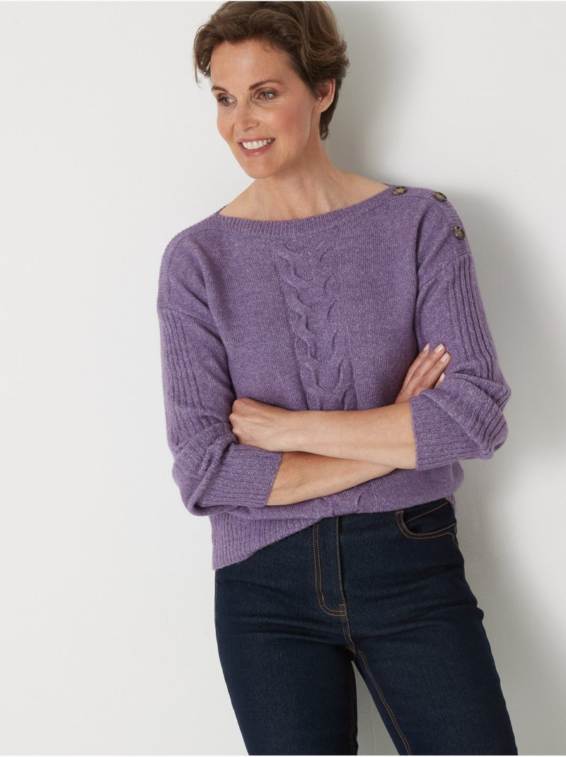 Pull encolure bateau torsadé - DAXON Violet - Kiabi