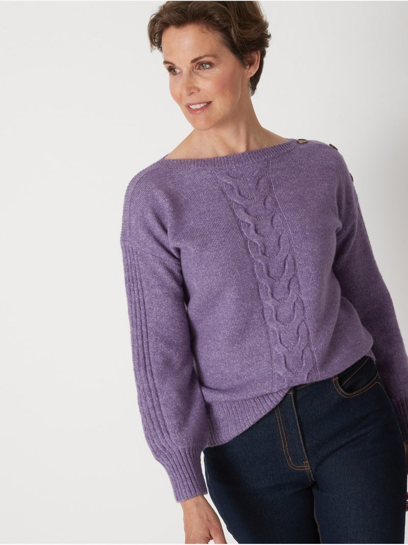 Pull encolure bateau torsadé - DAXON Violet - Kiabi