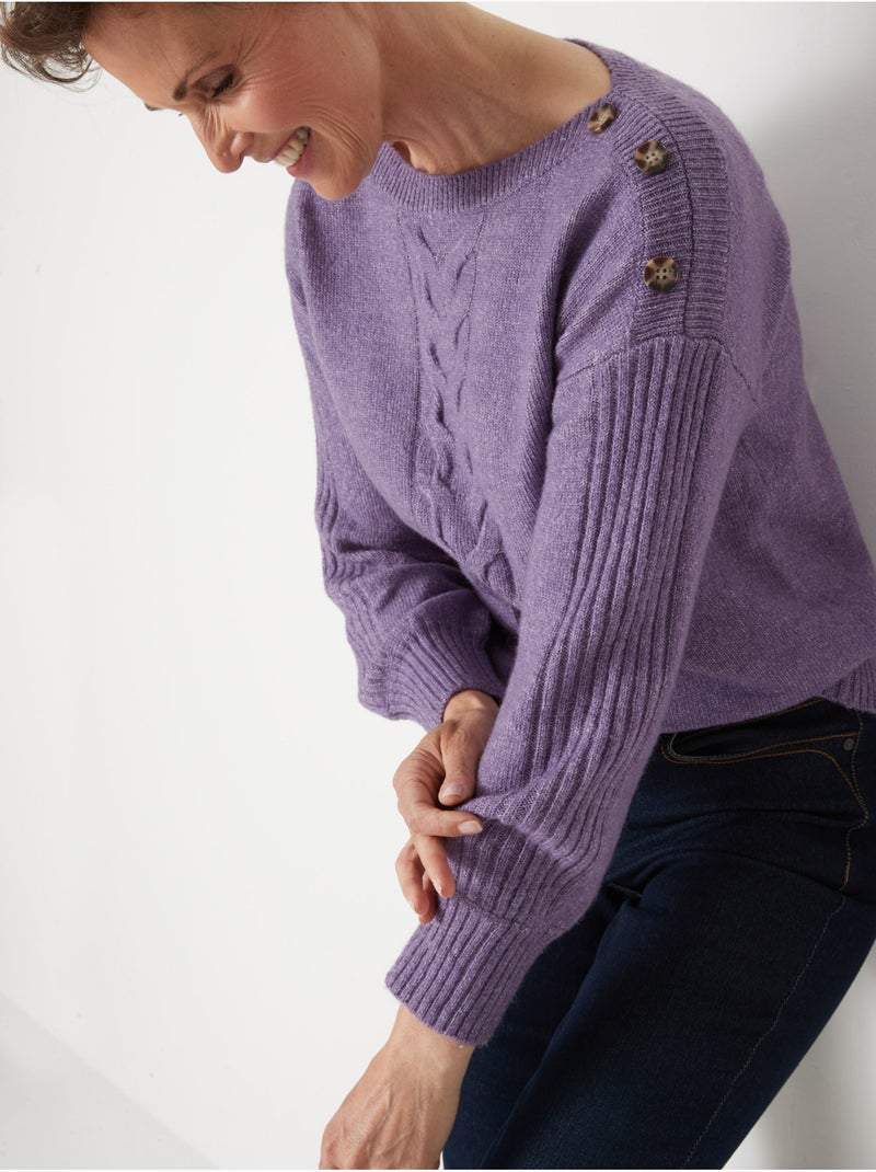 Pull encolure bateau torsadé - DAXON Violet - Kiabi