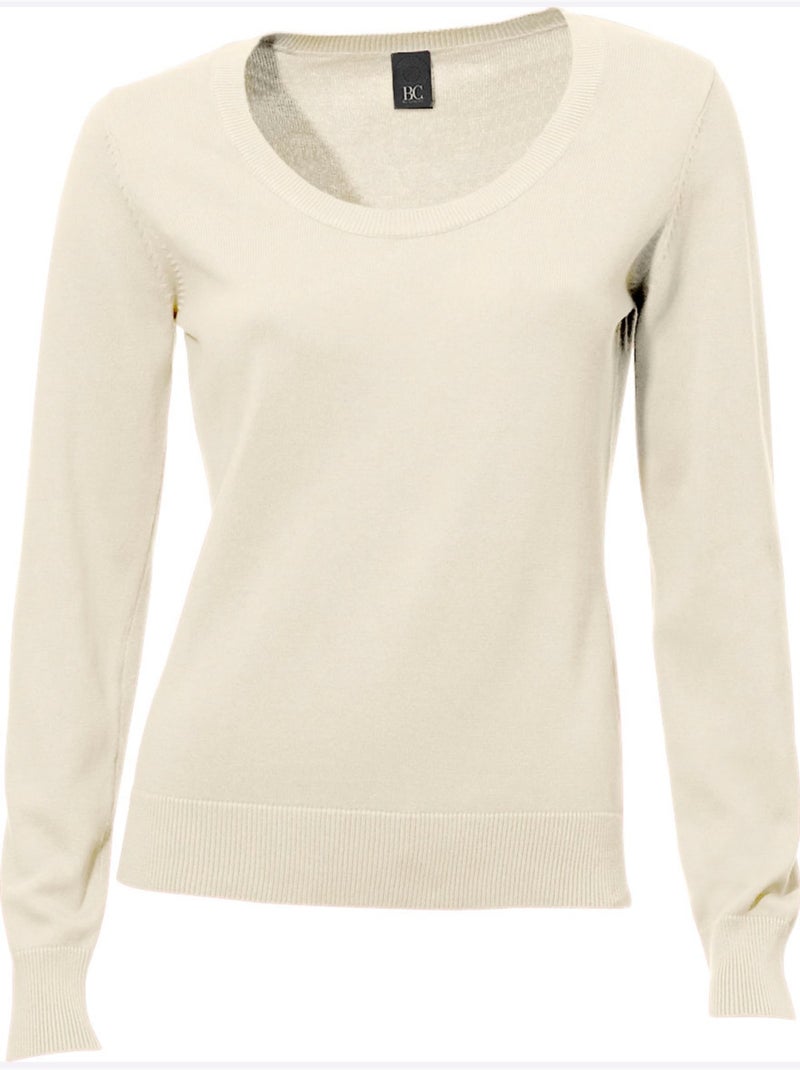 Pull Encolure Ronde - Taille Standard - Helline Blanc cassé - Kiabi