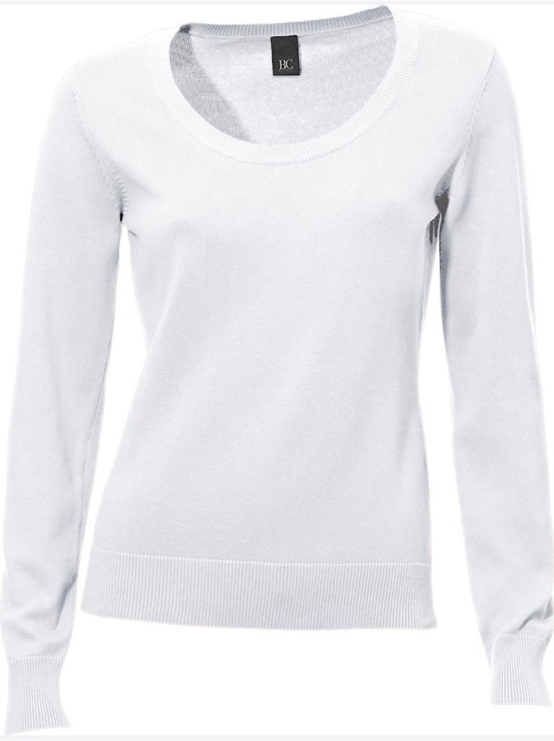 Pull Encolure Ronde - Taille Standard - Helline Blanc - Kiabi