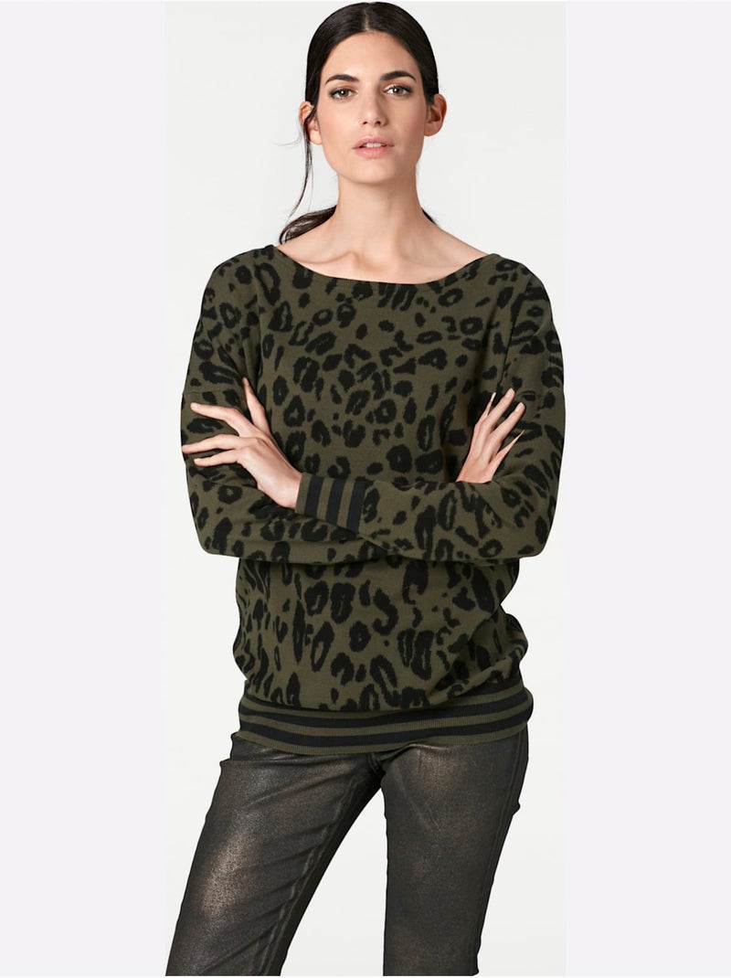 Pull encolure ronde - taille standard - helline Vert olive - Kiabi