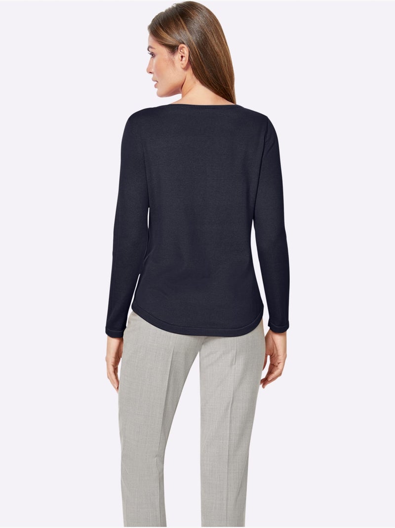 Pull encolure ronde 100% coton pima - taille standard - witt Bleu marine - Kiabi