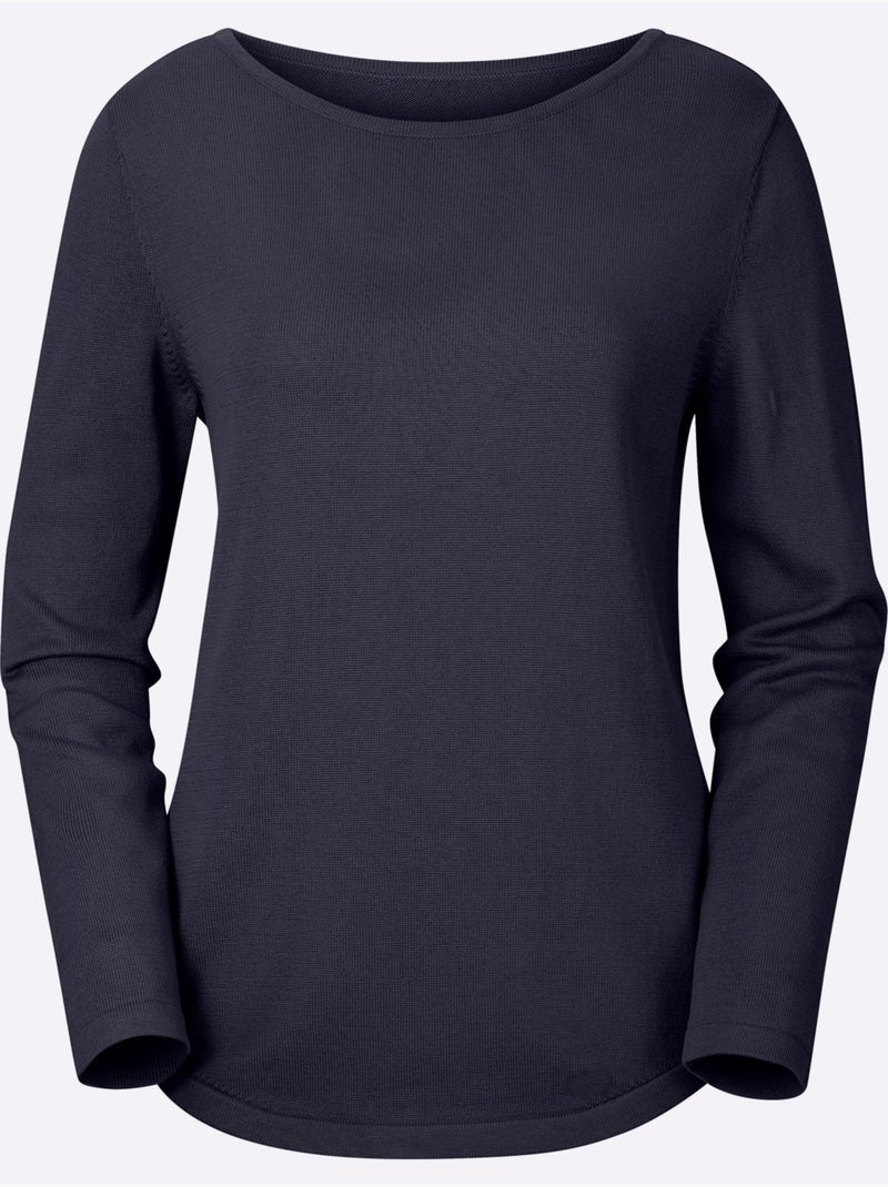 Pull encolure ronde 100% coton pima - taille standard - witt Bleu marine - Kiabi