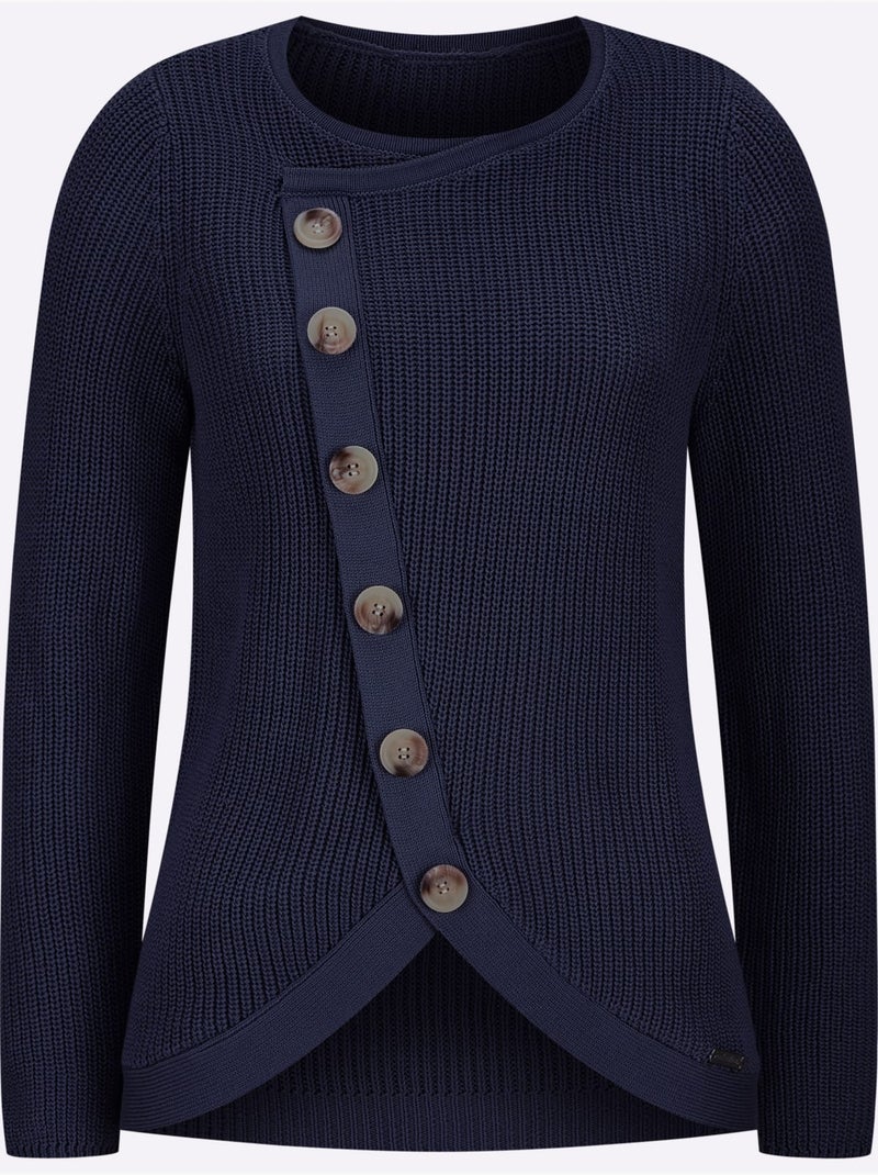 Pull encolure ronde 50% coton - taille standard - witt Bleu marine - Kiabi
