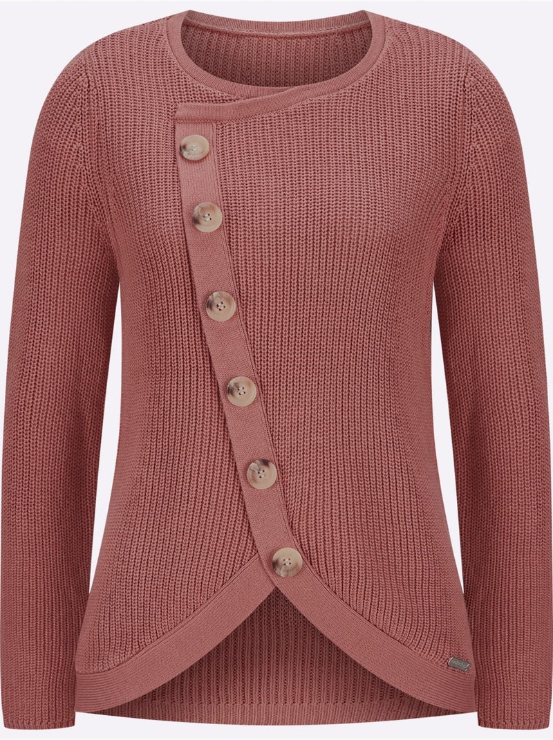 Pull encolure ronde 50% coton - taille standard - witt Bois de rose - Kiabi