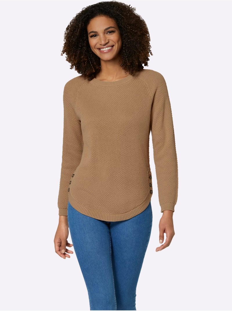 Pull Encolure Ronde 50% Coton - Taille Standard - Witt Doré - Kiabi