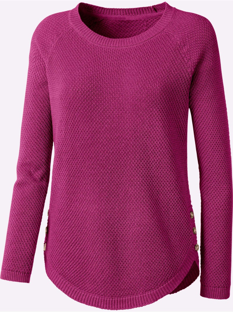 Pull Encolure Ronde 50% Coton - Taille Standard - Witt Magenta - Kiabi