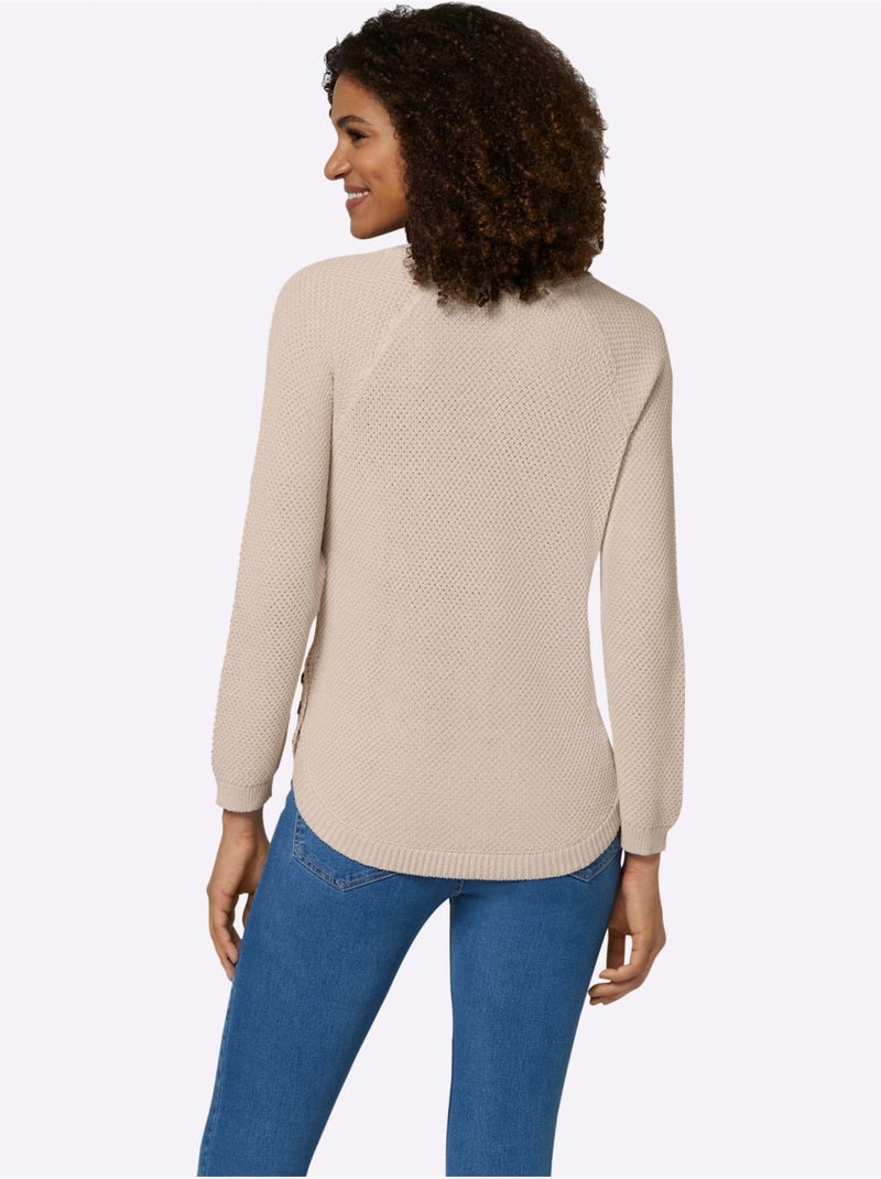 Pull Encolure Ronde 50% Coton - Taille Standard - Witt Marron clair - Kiabi