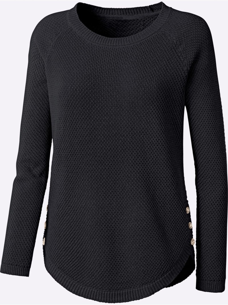 Pull Encolure Ronde 50% Coton - Taille Standard - Witt Noir - Kiabi
