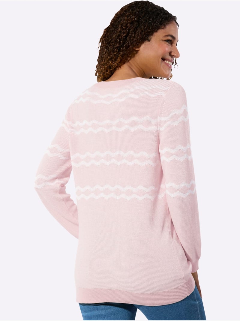 Pull Encolure Ronde 50% Coton - Taille Standard - Witt Rose clair - Kiabi