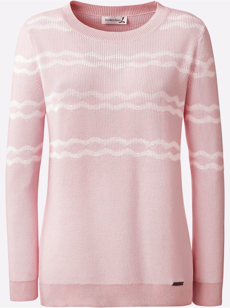 Pull Encolure Ronde 50% Coton - Taille Standard - Witt Rose clair - Kiabi