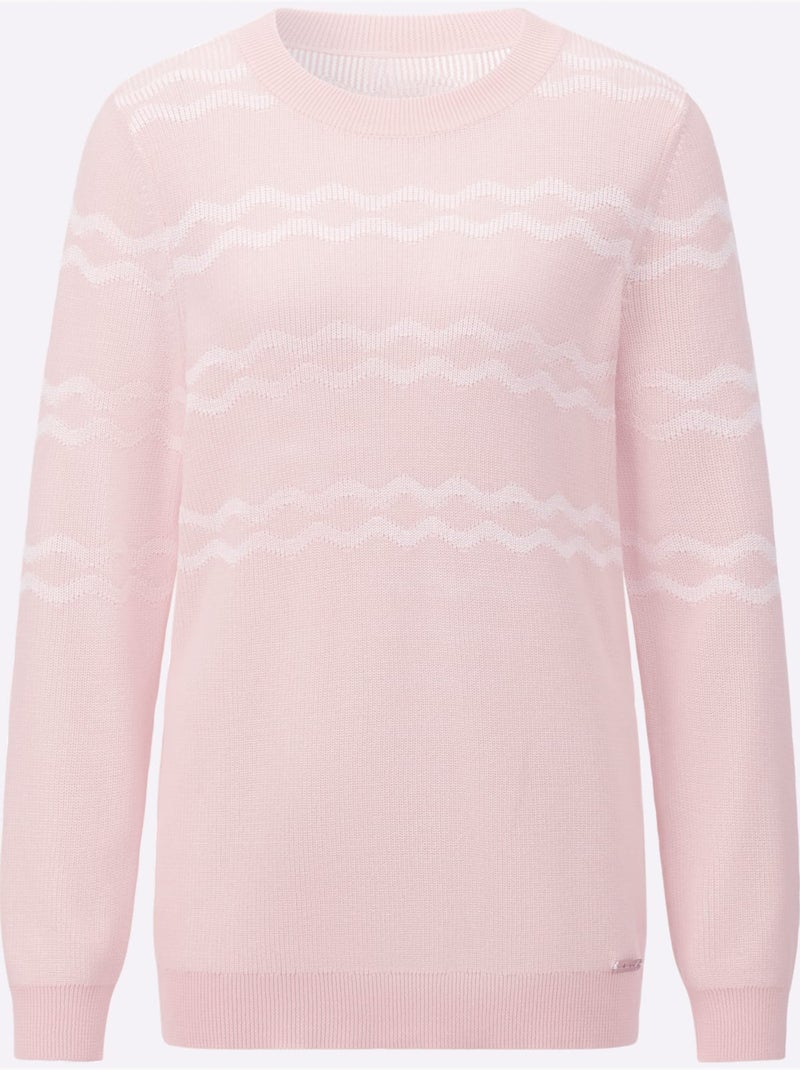 Pull Encolure Ronde 50% Coton - Taille Standard - Witt Rose clair - Kiabi