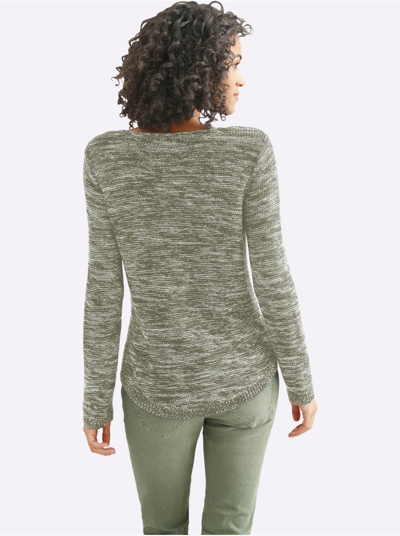 Pull encolure ronde 54% coton - taille standard - witt Gris Vert Gris - Kiabi