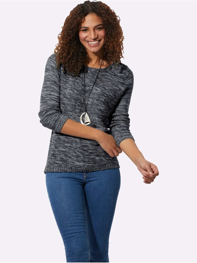 Pull encolure ronde 54% coton - taille standard - witt Noir - Kiabi