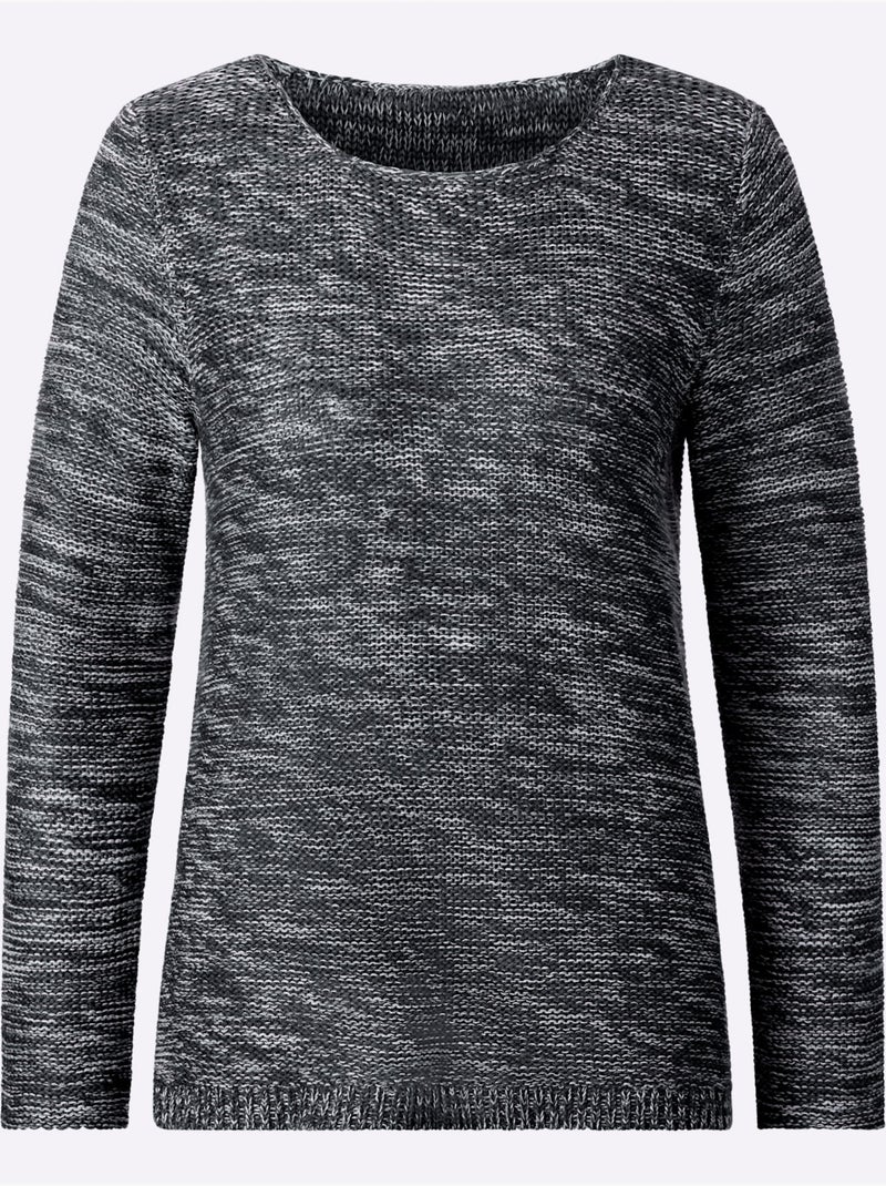 Pull encolure ronde 54% coton - taille standard - witt Noir - Kiabi